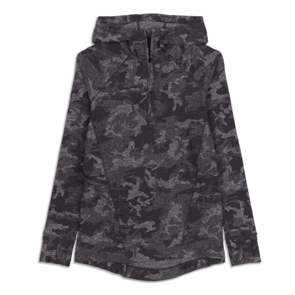 Lululemon Warm Stabilizer Half Zip Hoodie in Incognito Camo Htr Black Sz 10